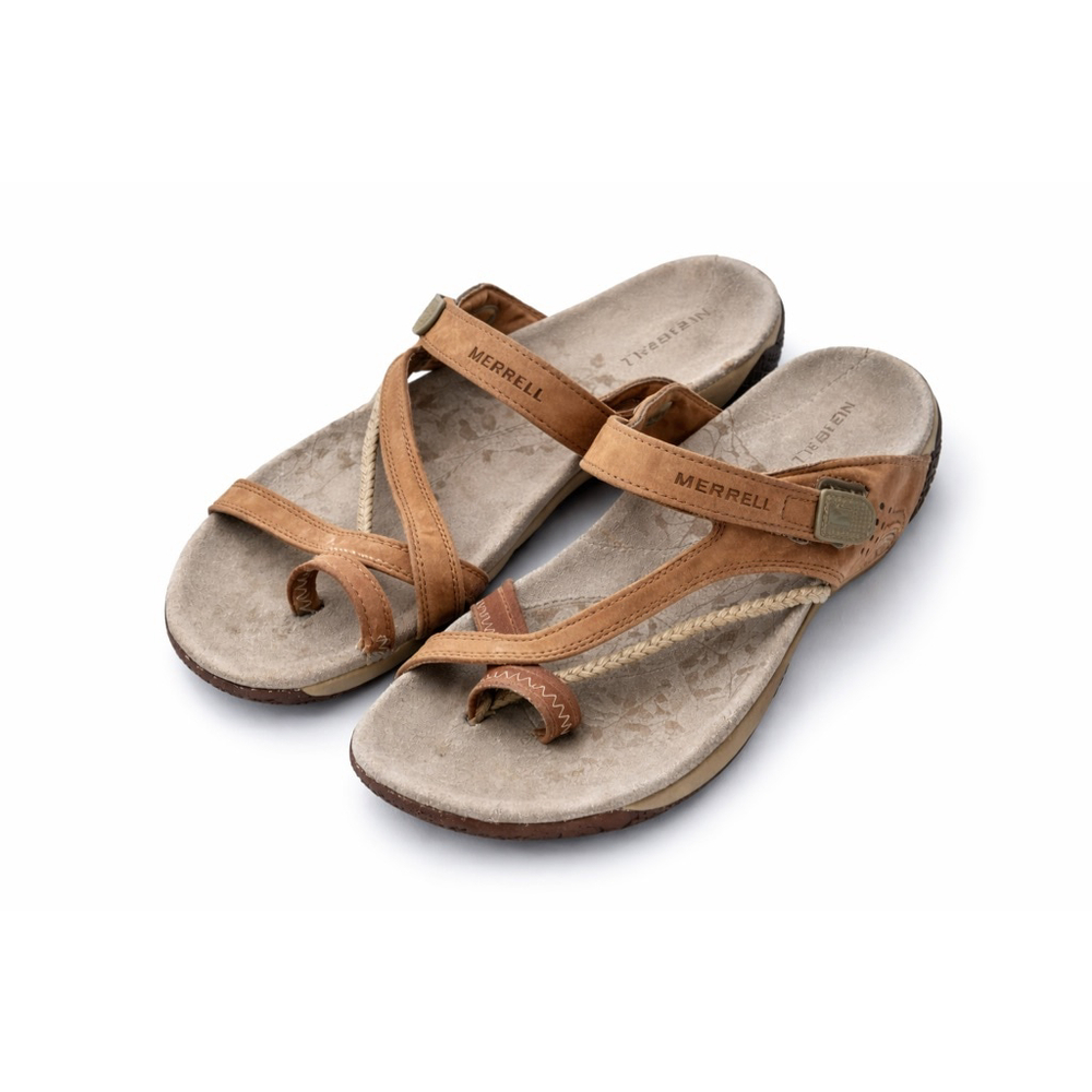 Merrell Siena Light Brown Leather Sandals Womens Size 9 Comfort Strappy Slip On